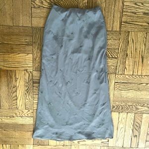Y2K Sisley Silver Star Embroidered Maxi Skirt Slate Grey